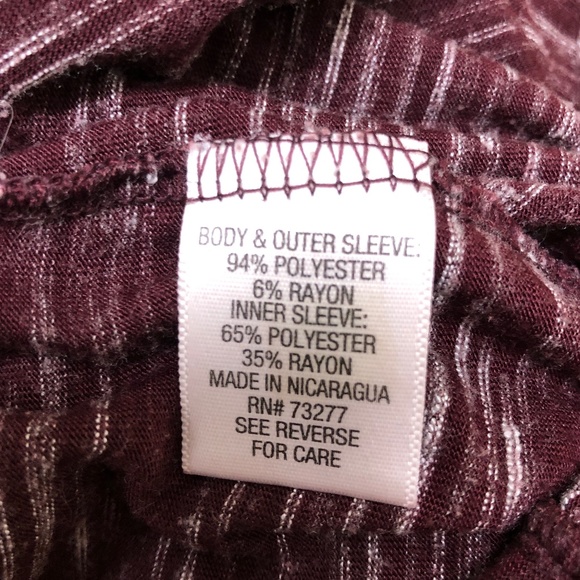 APT 9 Essentials tunic top women’s Size XL long sleeves Maroon White variegated - Picture 6 of 7